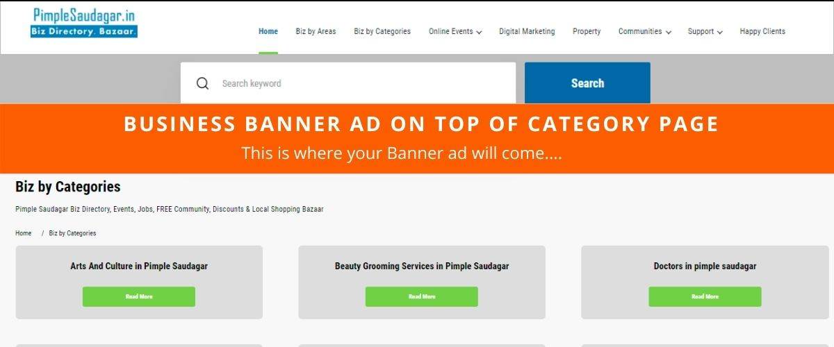 top banner ad on home page BUSINESS BANNER AD ON TOP OF CATEGORY PAGE | top banner ad on pimple saudagar category page