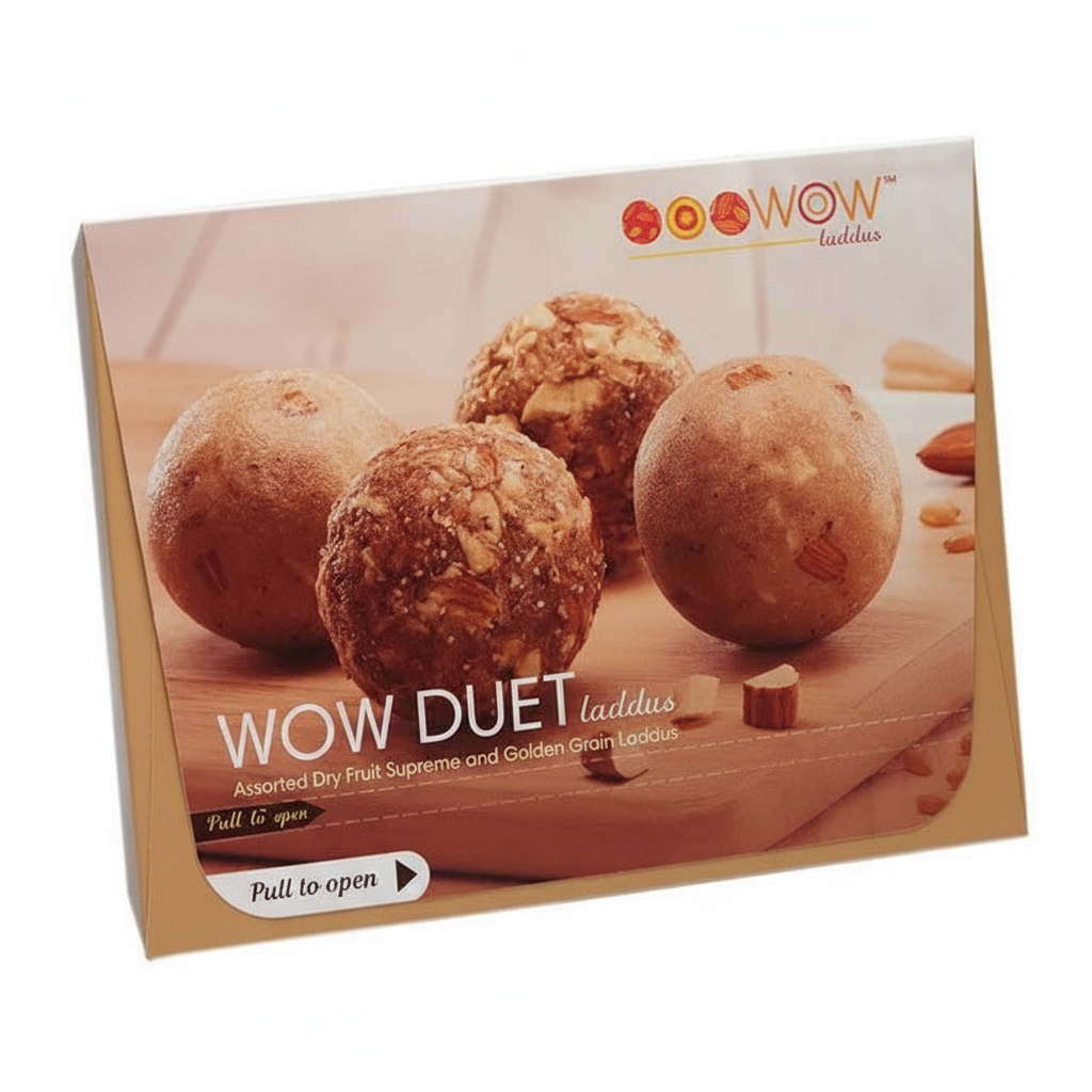 Wow Duet Laddus box (12 pieces, 6 each of 2 types of laddus ladoos) , diwali gift hamper , corporate gifting